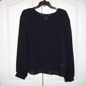 Brand New Christine and Jill Womens Black Sheer Embroidered Shirt - Size 10